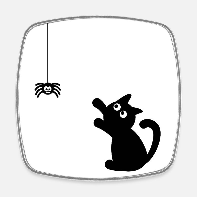 Mignon mais effrayant : chaton de dessin animé - Magnet carré - blanc