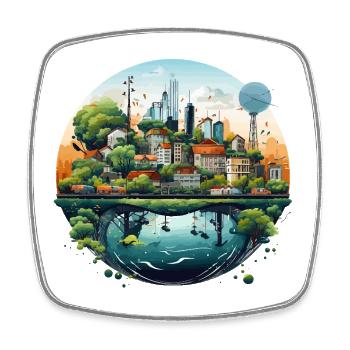 City of Tomorrow - Square fridge magnet - white - Front