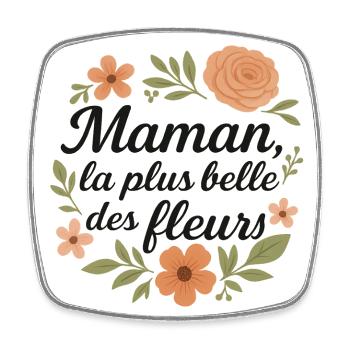 Mama, die schönste Blume - Viereckiger Kühlschrankmagnet - Weiß - Vorne