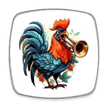 Cock-a-Doodle Jazz - Square fridge magnet - white - Front
