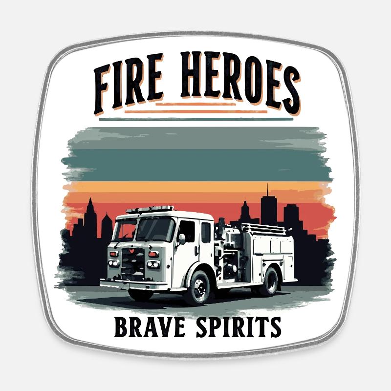 Fire Heroes – Esprits courageux - Magnet carré - blanc