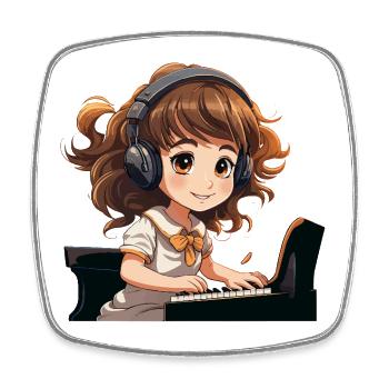 The Little Pianist - Square fridge magnet - white - Front