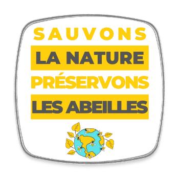 Sauvons la nature, préservons les abeilles - Magnet carré - blanc - Devant