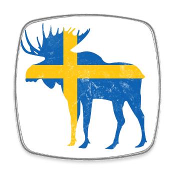 Schweden Elch mit Flagge - Viereckiger Kühlschrankmagnet - Weiß - Vorne