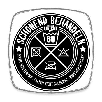Farben änderbar | Schonend Behandeln 60er Geschenk - Viereckiger Kühlschrankmagnet - Weiß - Vorne