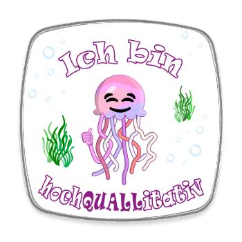Lustige Thumbsup Qualle: Hochquallitativ - Viereckiger Kühlschrankmagnet - Weiß - Vorne
