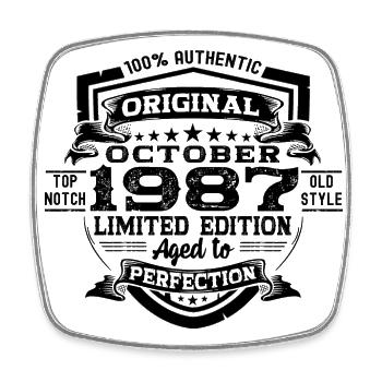 Original October 1987 35th Birthday Gift Cool - Square fridge magnet - white - Front