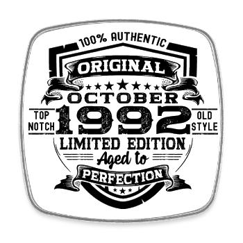 Original October 1992 30th Birthday Gift Cool - Square fridge magnet - white - Front