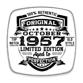 Original Oktober 1957 65. Geburtstag Geschenk Cool - Viereckiger Kühlschrankmagnet - Weiß - Vorne