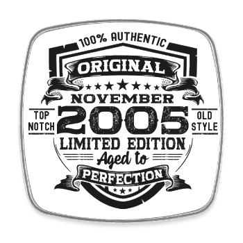 Original November 2005 17. Geburtstag Geschenk - Viereckiger Kühlschrankmagnet - Weiß - Vorne