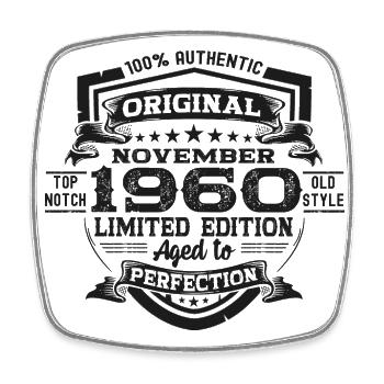 Original November 1960 62. Geburtstag Geschenk - Viereckiger Kühlschrankmagnet - Weiß - Vorne