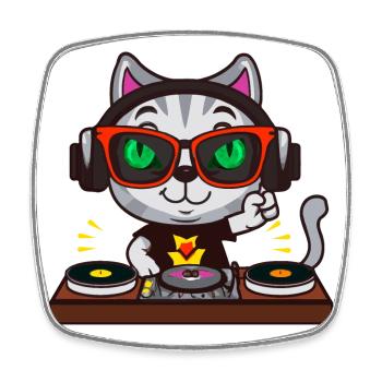 Katze Brille Turntable DJ Disco Club Nachtleben - Viereckiger Kühlschrankmagnet - Weiß - Vorne