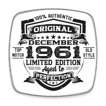Born December 1961 61st birthday gift - Square fridge magnet - white - Front