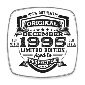 December Born 1995 27th birthday gift - Square fridge magnet - white - Front
