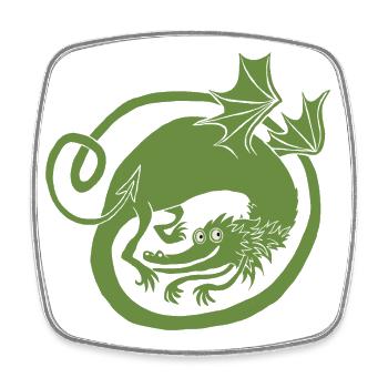 Drache (hellgrün) - Viereckiger Kühlschrankmagnet - Weiß - Vorne