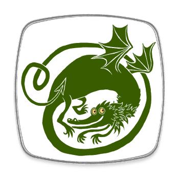 Drache (dunkler) - Viereckiger Kühlschrankmagnet - Weiß - Vorne
