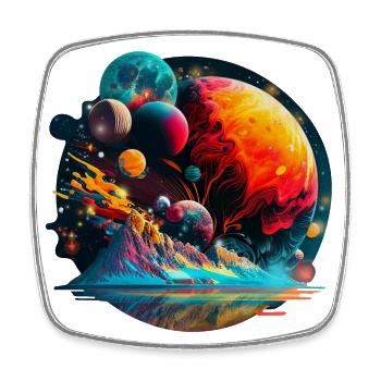 Solar system alignment frenzy - Square fridge magnet - white - Front