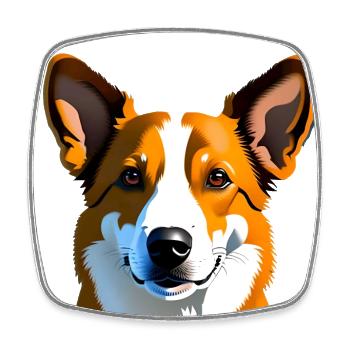 Realistic drawing of light brown dog - Square fridge magnet - white - Front