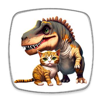 Câlins de chat avec T-Rex - Magnet carré - blanc - Devant