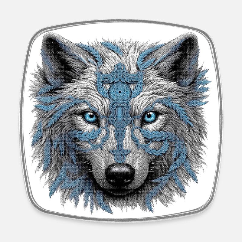 Wolf - Viereckiger Kühlschrankmagnet - Weiß