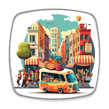 The Vibrant City Market - Square fridge magnet - white - Front