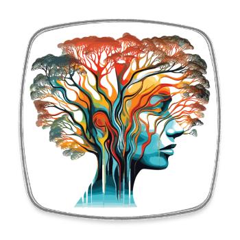 Illusion d’optique Head-Tree - Magnet carré - blanc - Devant