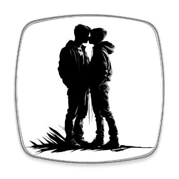 Two boys kissing - Square fridge magnet - white - Front