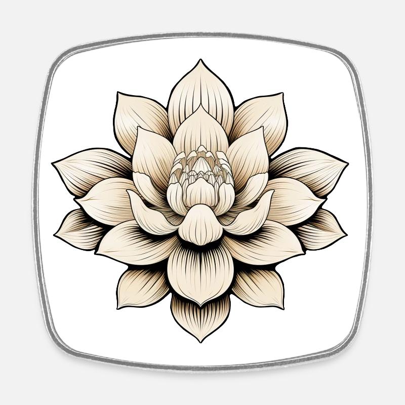 Lotusblüte - Viereckiger Kühlschrankmagnet - Weiß