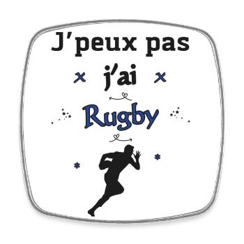J'peux pas j'ai rugby - Magnet carré - blanc - Devant