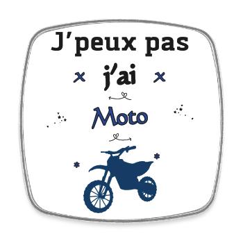 J'peux pas j'ai Moto - Magnet carré - blanc - Devant