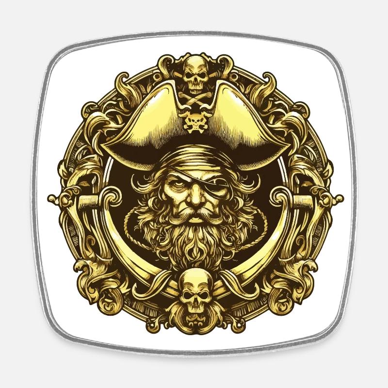 pirate - Magnet carré - blanc