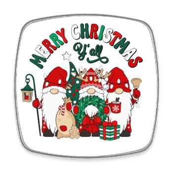 Merry Christmas Y'All Wichtel Gnomies - Viereckiger Kühlschrankmagnet - Weiß - Vorne