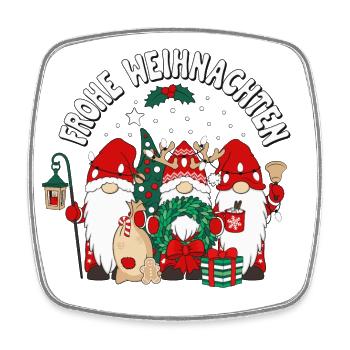 Frohe Weihnachten Wichtel Gnomies - Viereckiger Kühlschrankmagnet - Weiß - Vorne