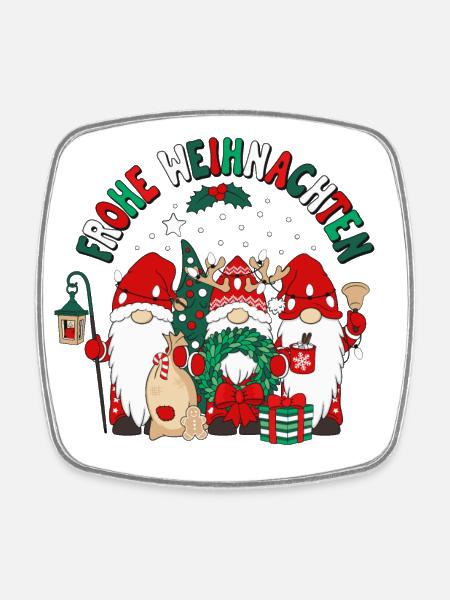 Frohe Weihnachten Wichtel Gnomies - Viereckiger Kühlschrankmagnet - Weiß