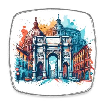 ROME VIBRANTE : UN APERÇU COLORÉ DE LA SPLENDEUR ITALIENNE - Magnet carré - blanc - Devant
