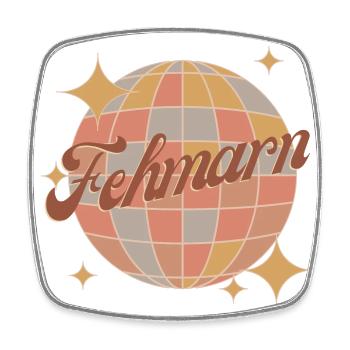 Fehmarn Insel Retro-Vintage-Design Diskokugel - Viereckiger Kühlschrankmagnet - Weiß - Vorne