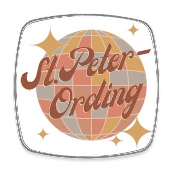 Sankt St. Peter-Ording Retro-Vintage-Design - Viereckiger Kühlschrankmagnet - Weiß - Vorne