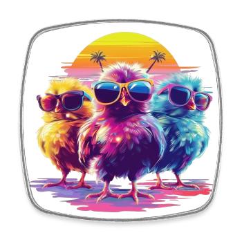 Trendy city moments with chicks, fun, elegant fashion - Square fridge magnet - white - Front