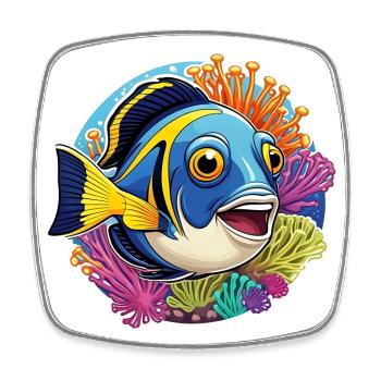 Colorful coral fish and sea anemones - Square fridge magnet - white - Front