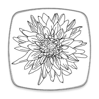 Autumn Flower Dahlia - Square fridge magnet - white - Front