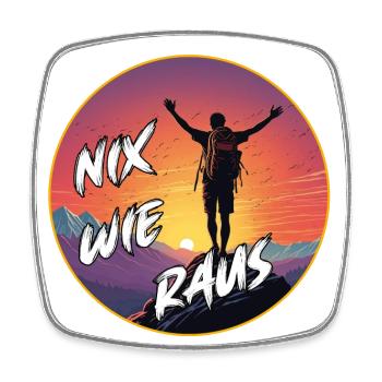 Nix wie raus - Wanderer auf dem Berggipfel - Viereckiger Kühlschrankmagnet - Weiß - Vorne