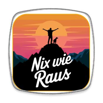 Nix wie raus - Wanderer auf dem Berggipfel - Viereckiger Kühlschrankmagnet - Weiß - Vorne