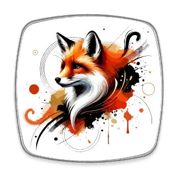 Renard aquarelle, Fox - Magnet carré - blanc - Devant