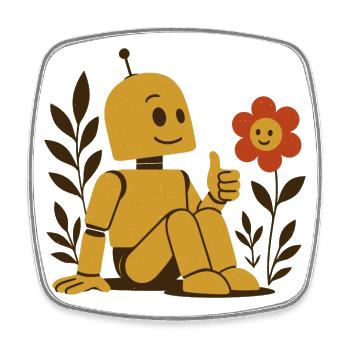 Roboter & Blume – Technik trifft Natur - Viereckiger Kühlschrankmagnet - Weiß - Vorne