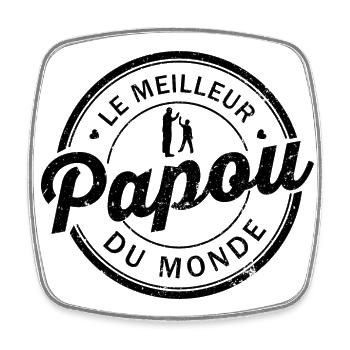 Certifié Le Meilleur Papou de Monde - Magnet carré - blanc - Devant