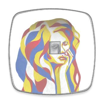 Mrs. Abstrakt - Square fridge magnet - white - Front