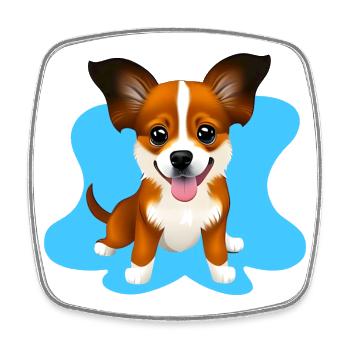Papillon Cartoon Dog - Magnet carré - blanc - Devant