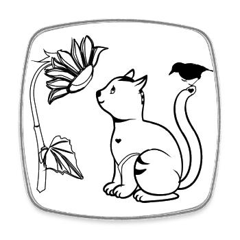 katze blume vogel - Viereckiger Kühlschrankmagnet - Weiß - Vorne