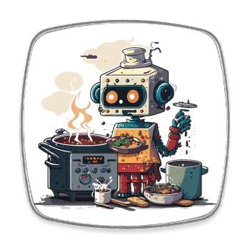 Robo Chef - Square fridge magnet - white - Front