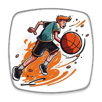 Basketball-Profi mit Höchstgeschwindigkeit - Viereckiger Kühlschrankmagnet - Weiß - Vorne